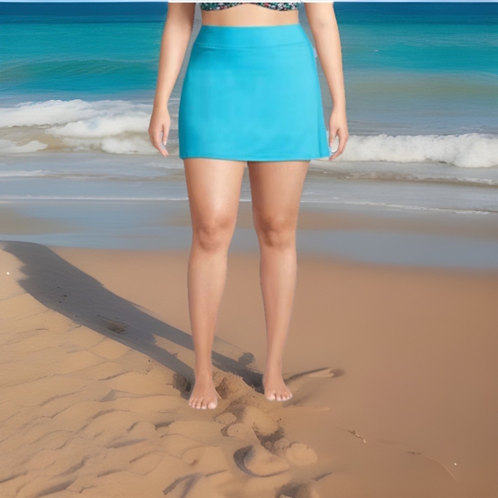 Lands‎ End Swim Skirt with Built in Brief Teal Elastic Waist Stretch Womens 22W